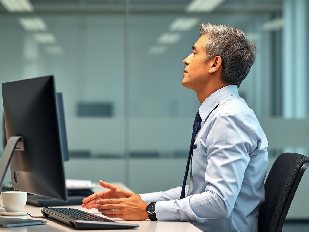 Deep breathing dengan shoulder roll untuk mengurangi stres pada orang kantoran