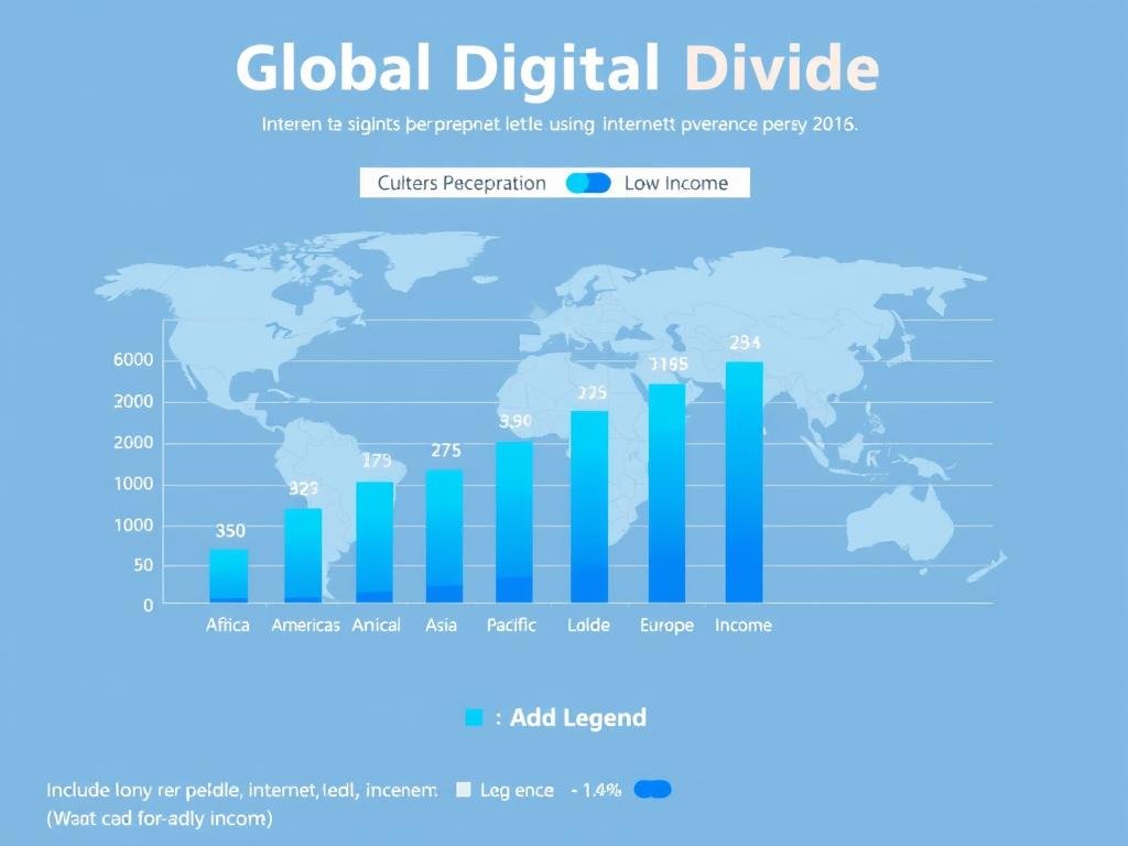 Grafik ketimpangan digital global berdasarkan wilayah dan tingkat pendapatan Grafik ketimpangan digital global berdasarkan wilayah dan tingkat pendapatan