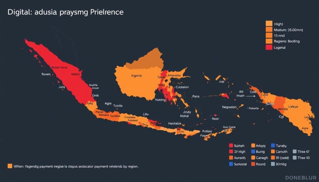 Peta sebaran penggunaan metode pembayaran digital di Indonesia berdasarkan wilayah Peta sebaran penggunaan metode pembayaran digital di Indonesia berdasarkan wilayah